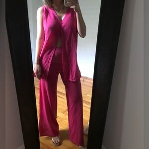 ZARA pink knit vest and pant set